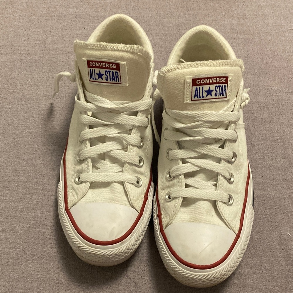 Converse All Star Cream Sneakers with Red Trim